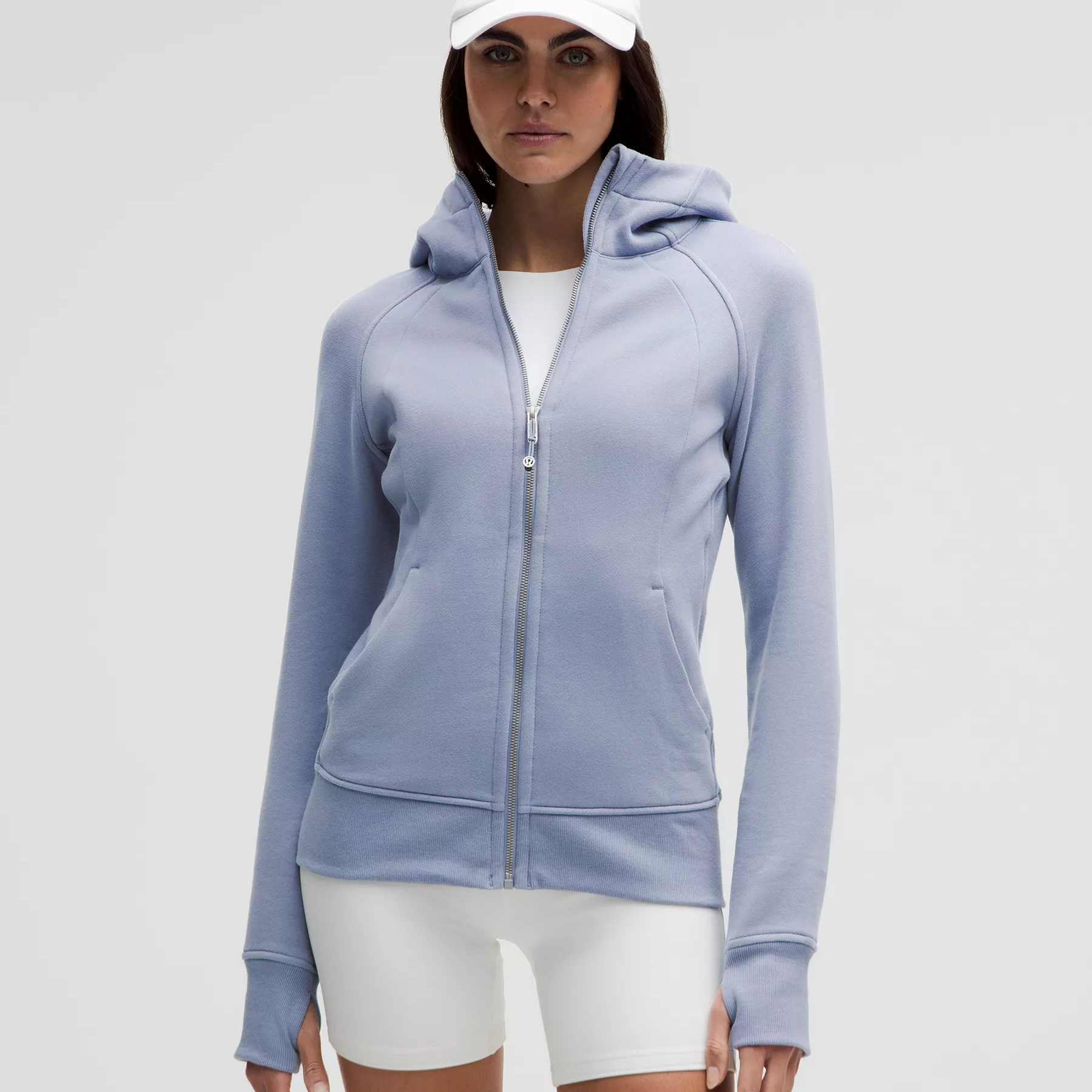 lululemon/露露乐蒙Scuba连帽修身全拉链杨柳蓝休闲运动卫衣