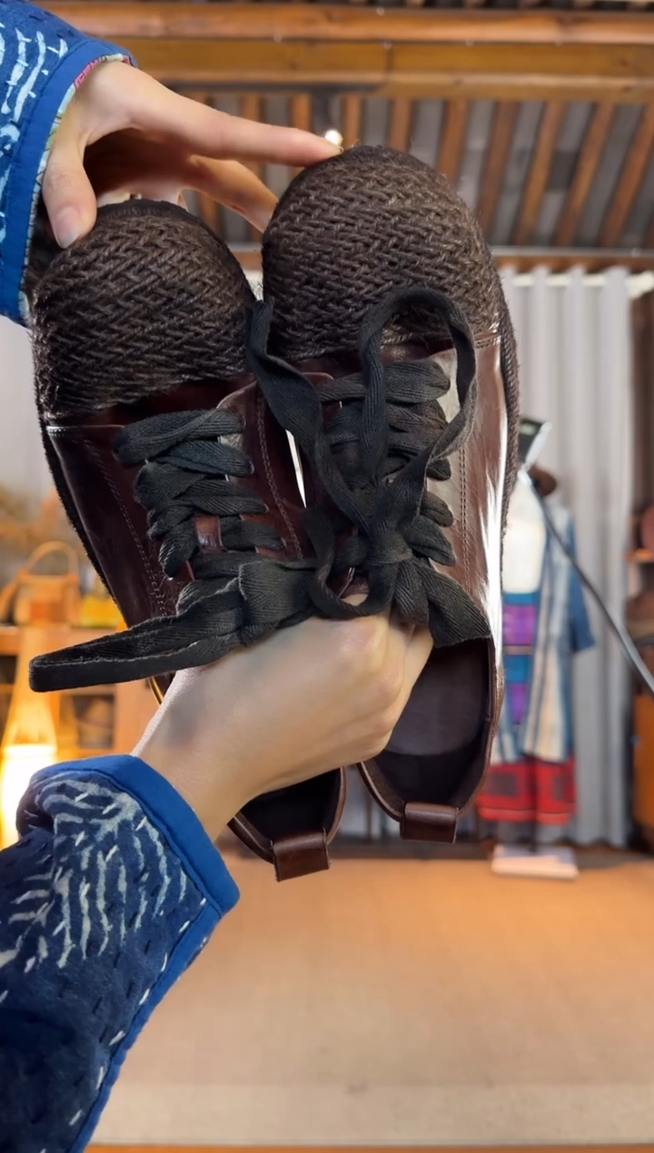 设计师款牛皮编织鞋36，偏大一码