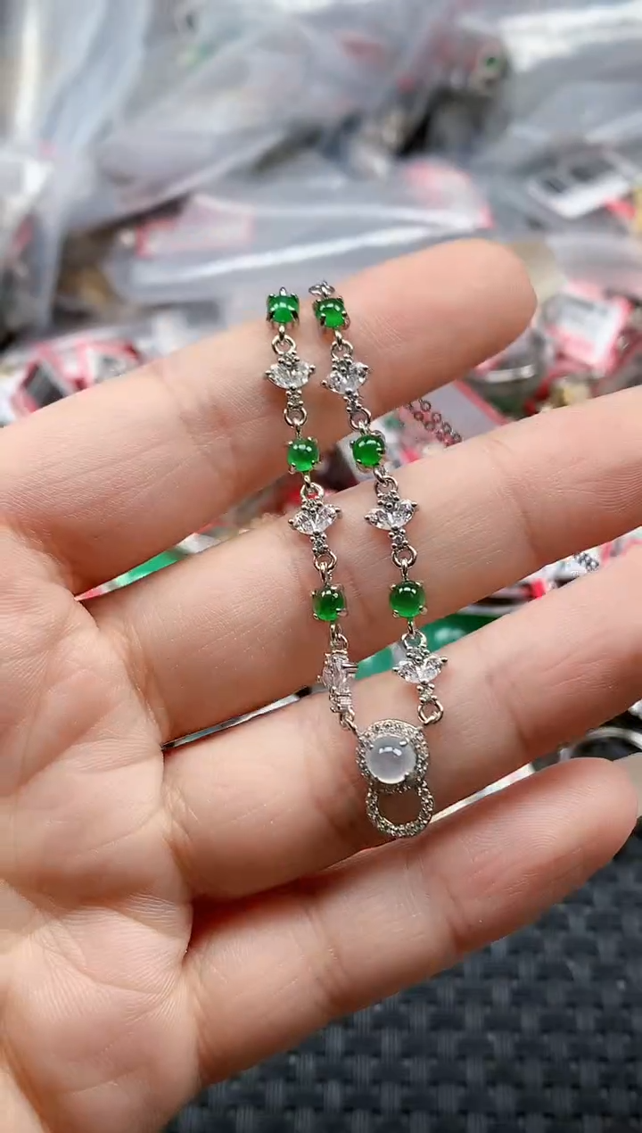 银S925镶嵌戒指翡翠天然A货缅甸翡翠