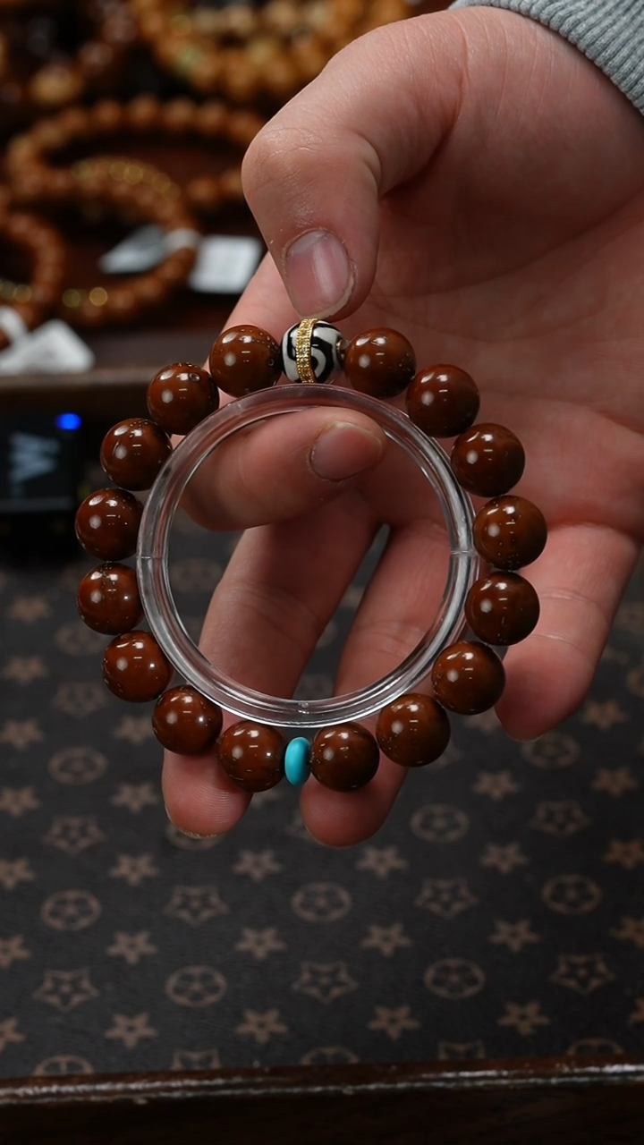 【闪购商品】紫金鼠手串咖皮正圆光珠13mm+小天汉堡珠diy