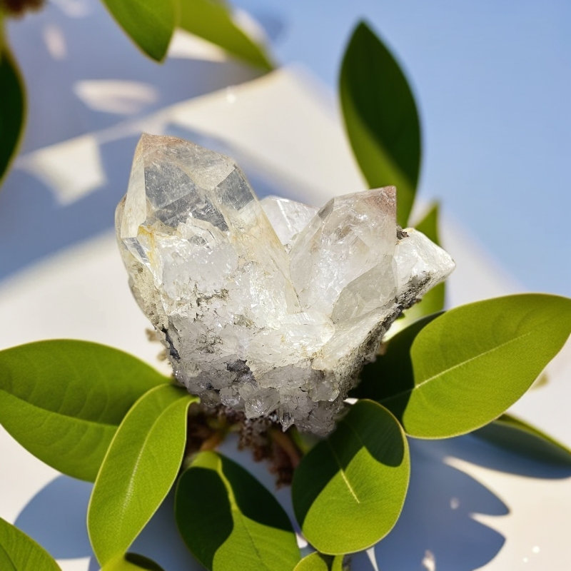 天然水晶簇晶体通透漂亮白色带有晶体呈簇状生长表面光滑完整优美