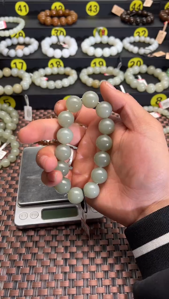 【闪购商品】和田玉手串未镶嵌且末料青白玉手串卡16