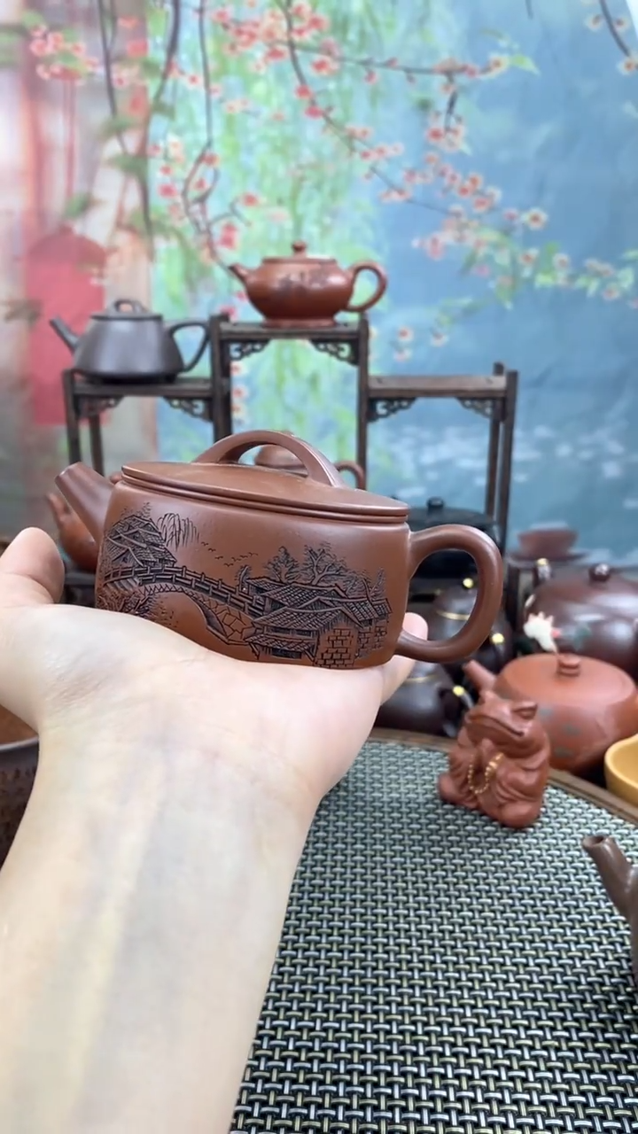 茶壶紫砂长*刻绘汉瓦