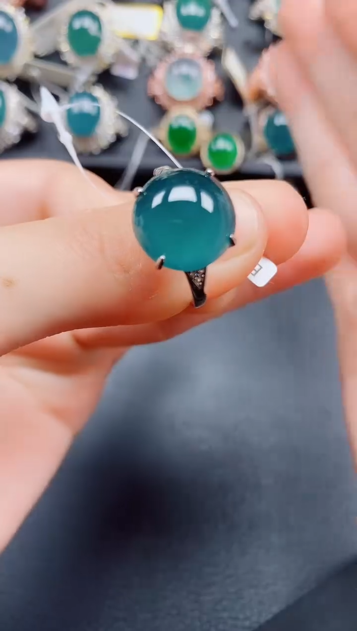 翡翠银S925镶嵌戒指翡翠