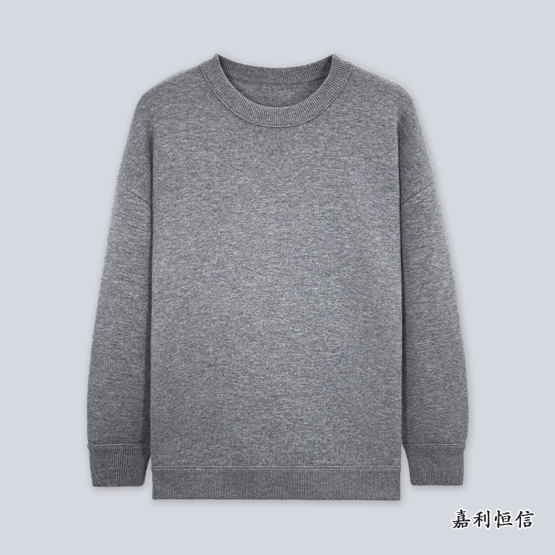 【匠心工艺】经典休闲舒适纯山羊绒男式加厚圆领卫衣套衫