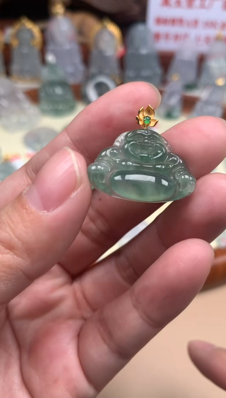 【闪购商品】翡翠颈饰18K金镶嵌佛公