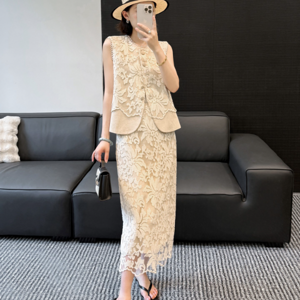 2025新款夏季蕾丝刺绣重工半身裙女25TZ015