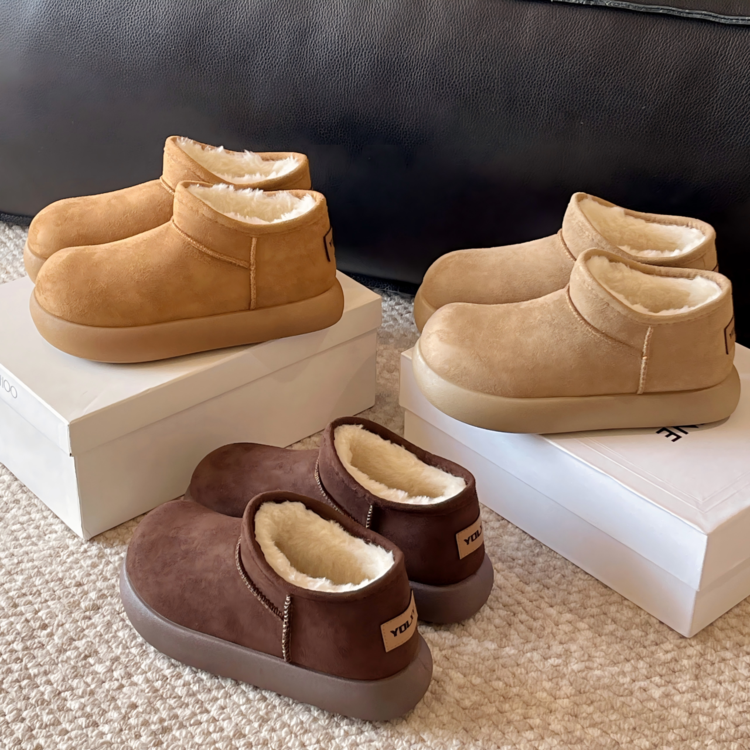 【全额运费补贴】冬季保暖加大绒雪地靴一脚蹬短筒厚底土豆雪地靴