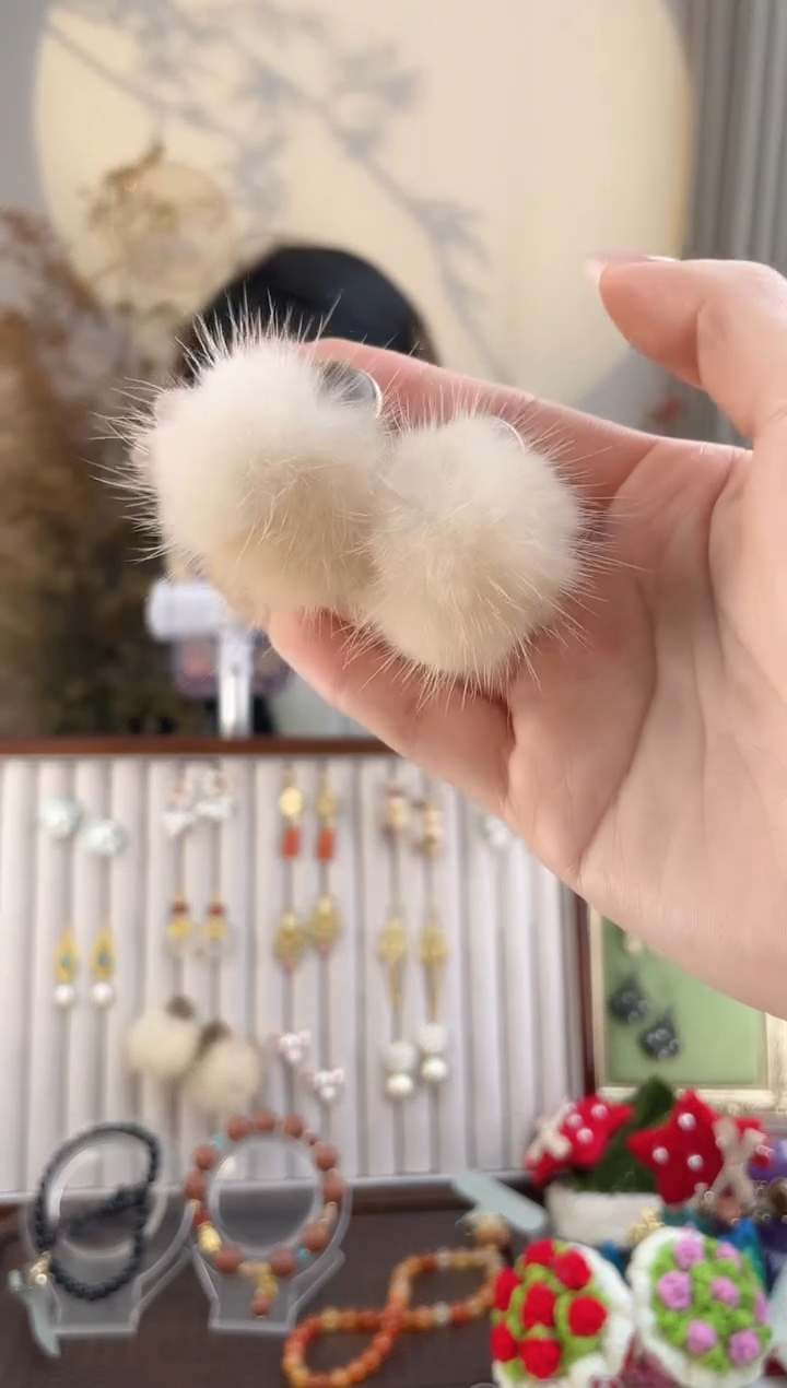 铜合金925银无3-2 美拉德球球耳钉