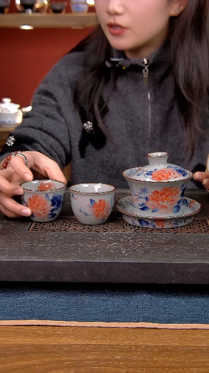 简装家用款3件套 老陶泥开片纹陶瓷茶具