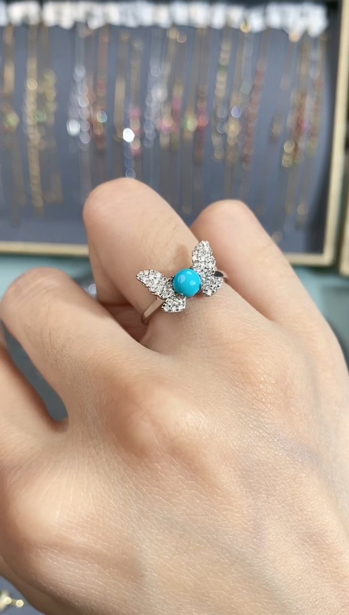 【闪购商品】绿松石戒指银S925镶嵌戒指