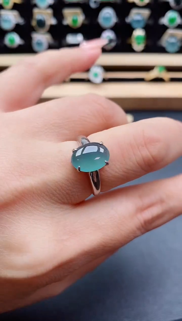 银S925镶嵌戒指翡翠1