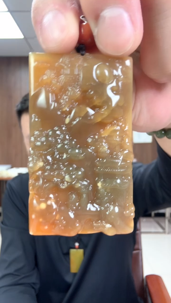 未镶嵌岫玉吊坠(赠链)岫玉花玉山水拍吊坠