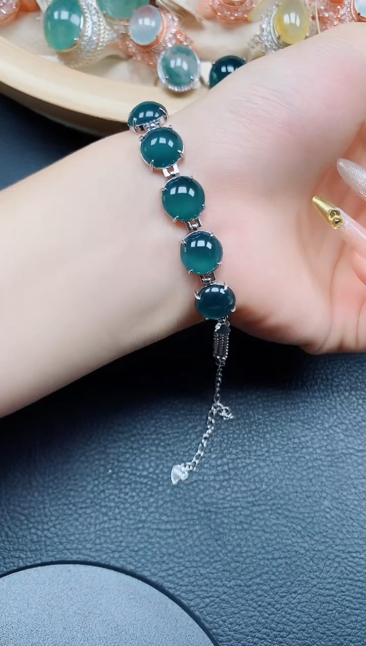 【闪购商品】翡翠手链银S925镶嵌翡翠