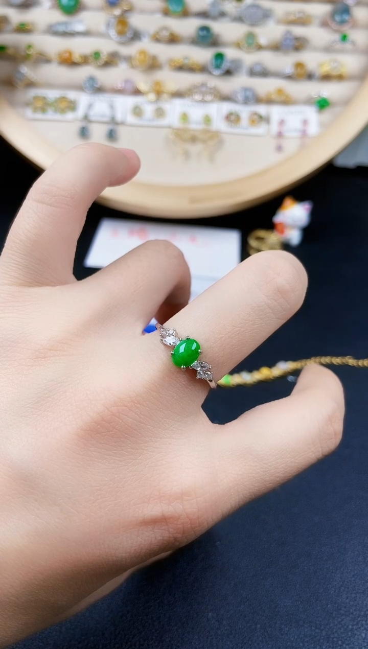 翡翠银S925镶嵌戒指546456