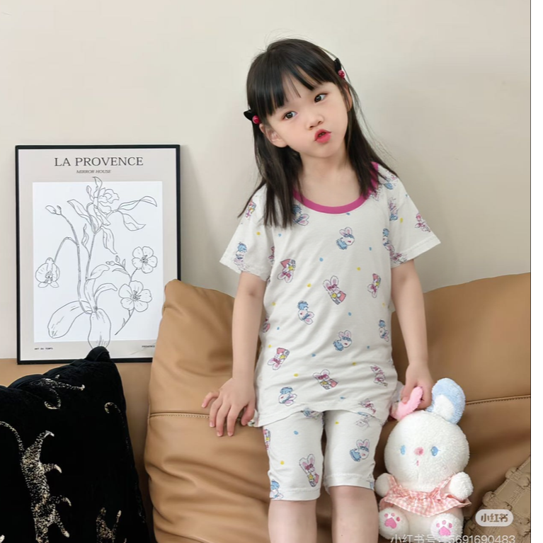 1331高端专享夏季家居服短袖套装白色兔子