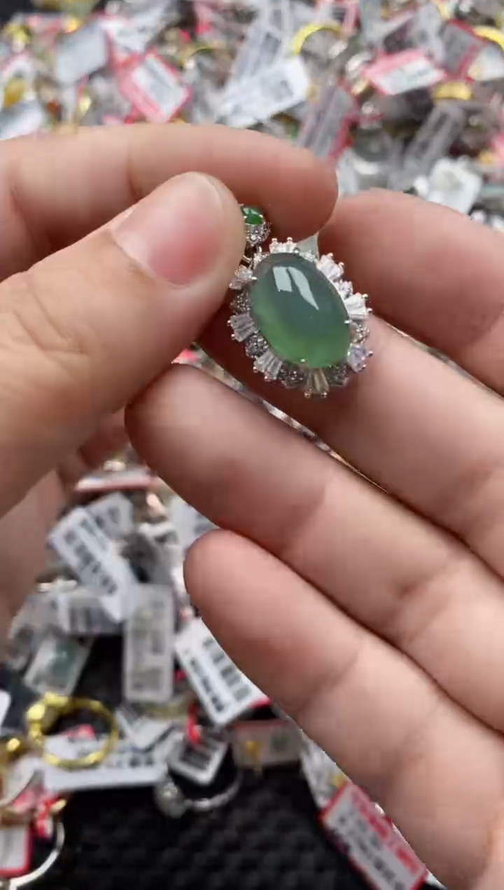 【闪购商品】翡翠戒指银S925镶嵌55555---7