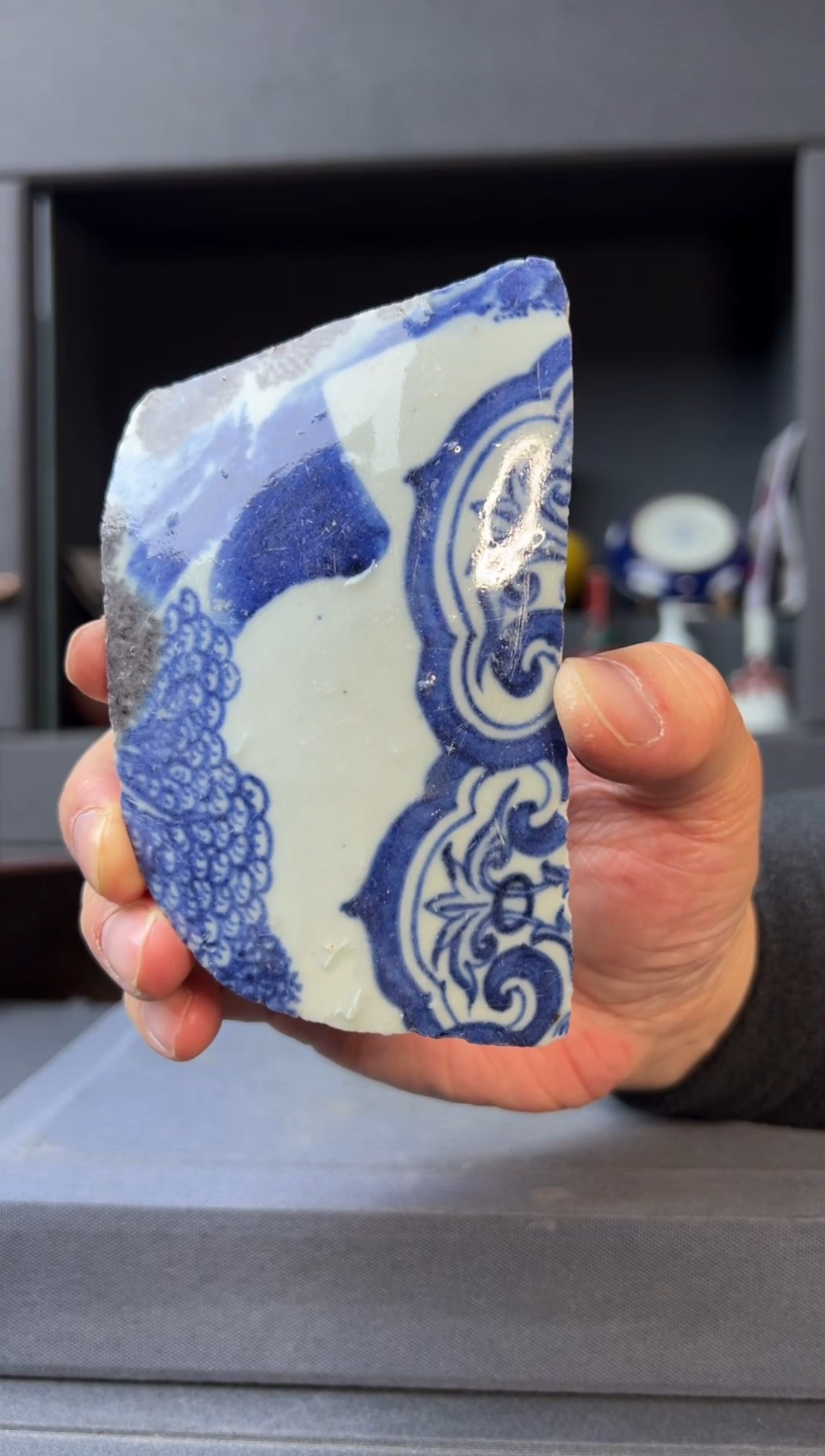 瓷片青**水青花花卉陶瓷瓷片