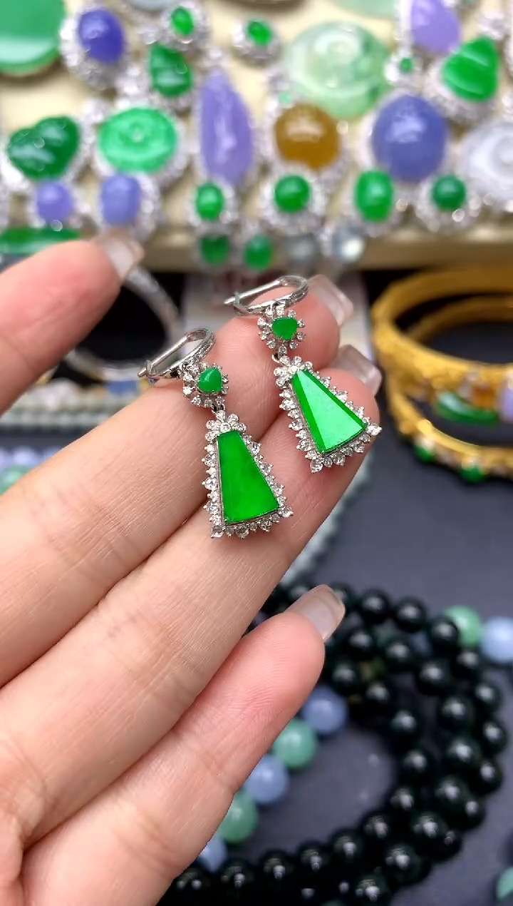 18K金镶嵌翡翠耳饰378-中国好珍宝