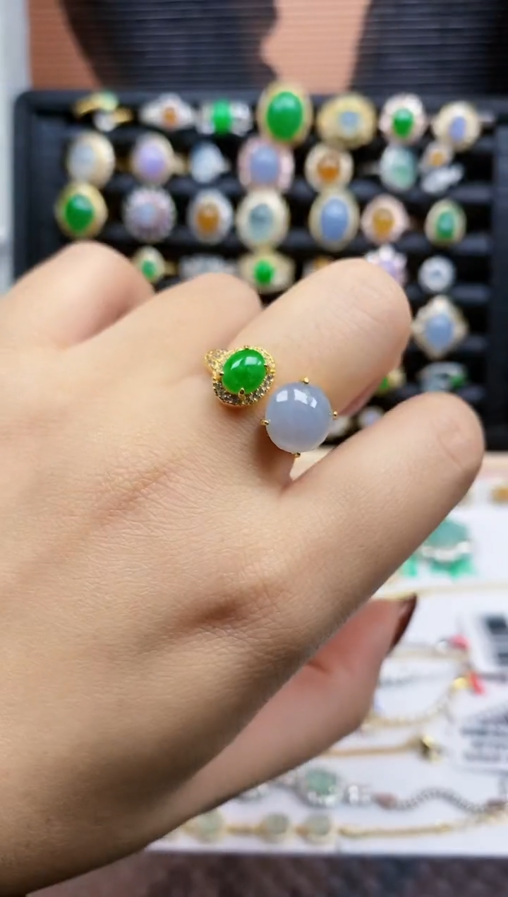 银S925镶嵌戒指翡翠379