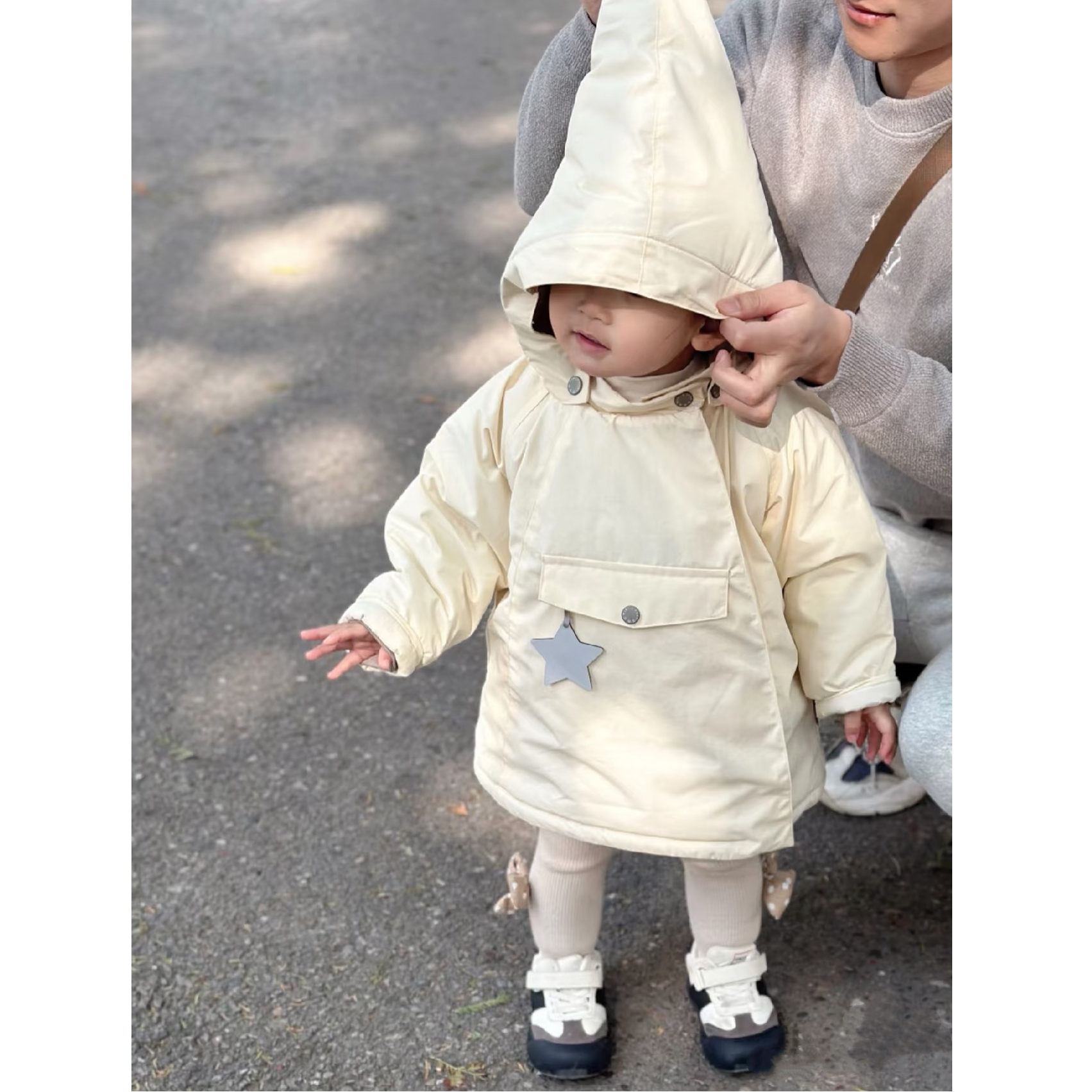 女童韩版冬款星星精灵帽羽羽外套B44