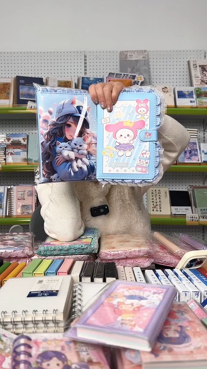 32K蕾丝pu磁扣本96张-妮妮兔蓝色 猫咪少女蓝色-各1本