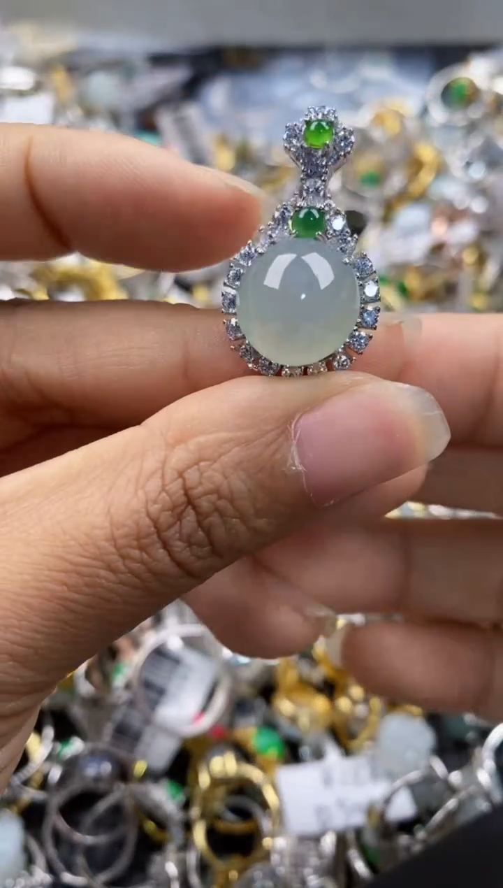 银S925镶嵌戒指翡翠555---4