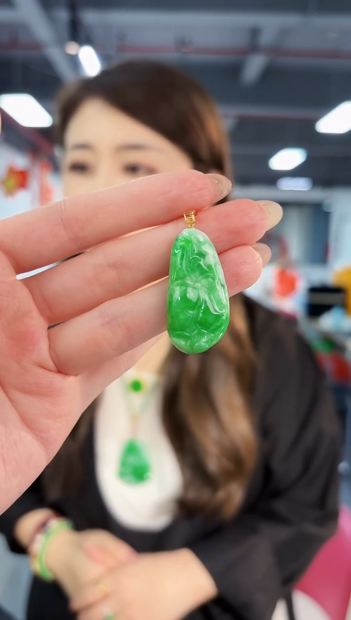 【闪购商品】翡翠颈饰18K金镶嵌缅料A货/支持复检/一件