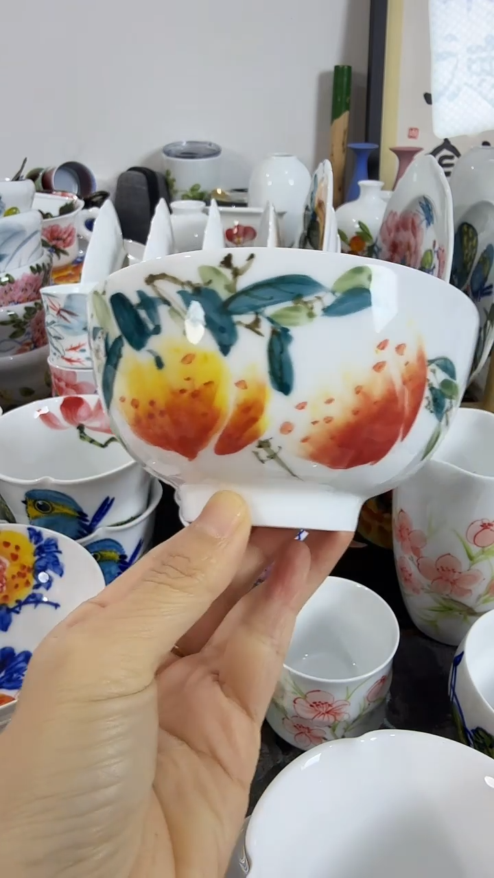 摆件陶瓷景德镇高温瓷（玉泥花棱小碗）福利价微瑕