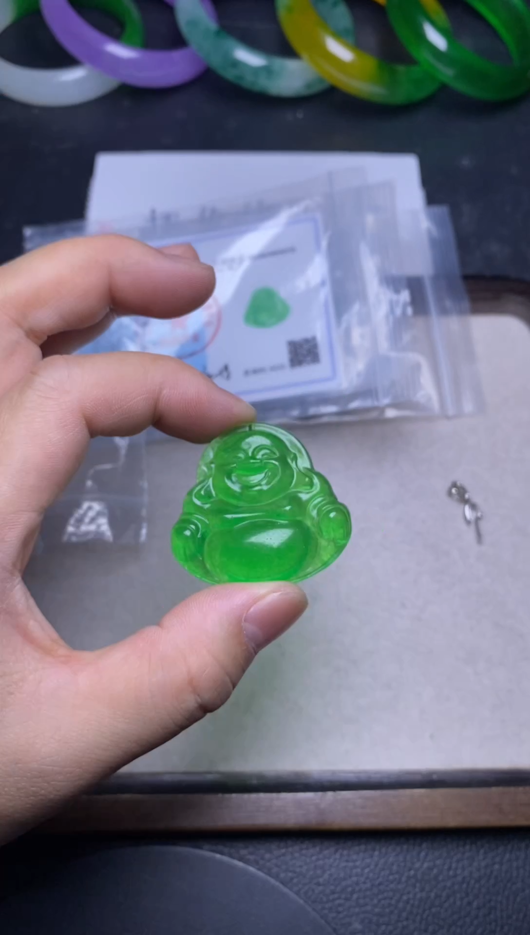 【闪购商品】翡翠手链未镶嵌冰绿佛公