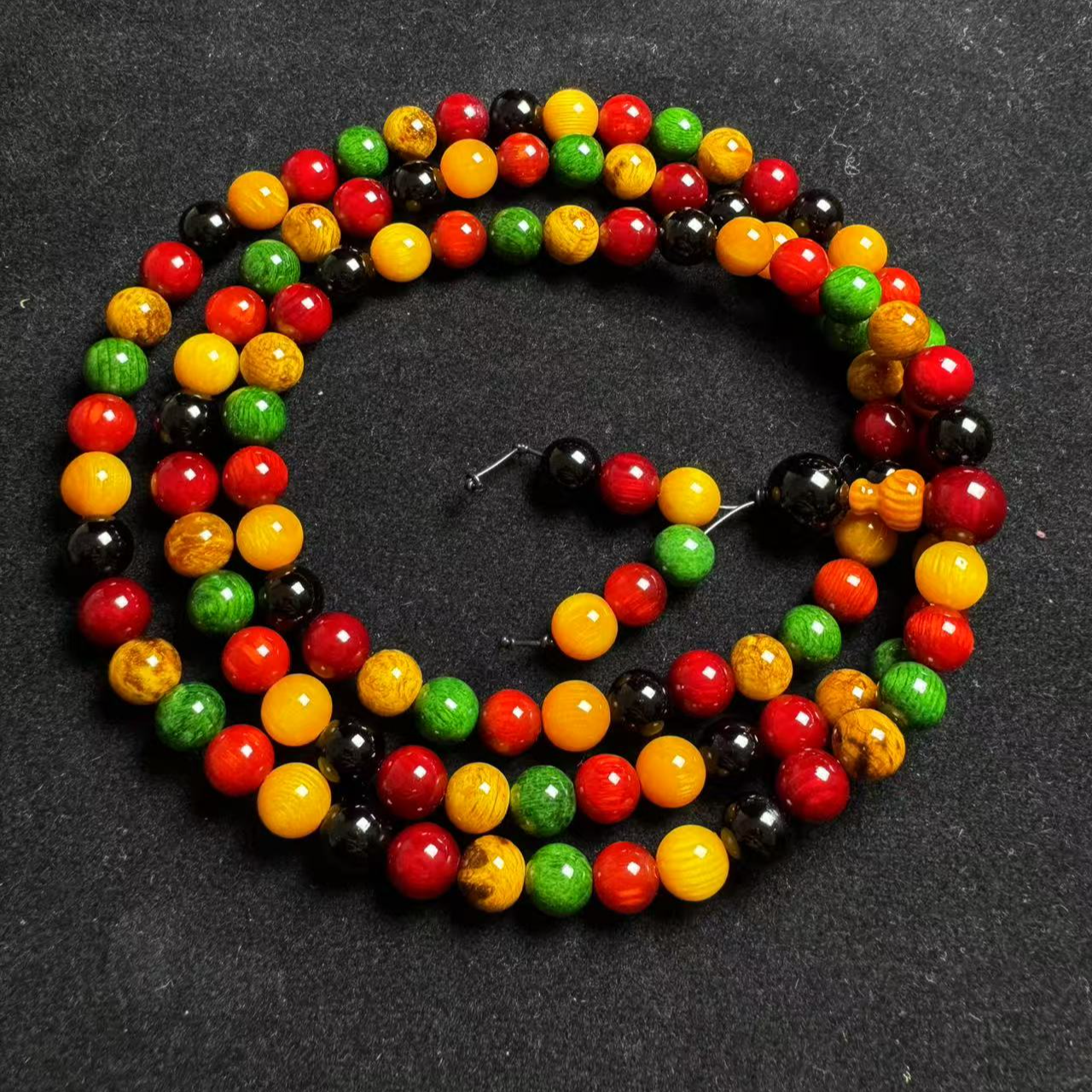 长白山琥珀木 1.0多宝珠项链