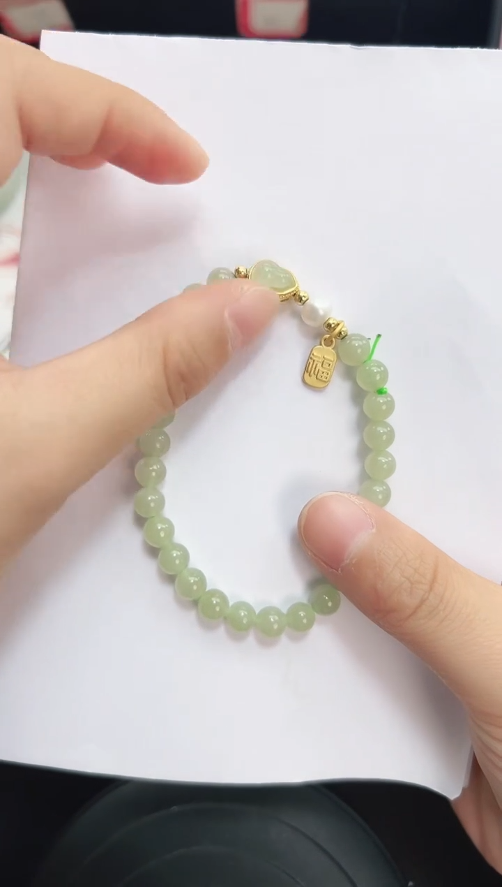 未镶嵌手链和田玉555岚钻微色差T1017