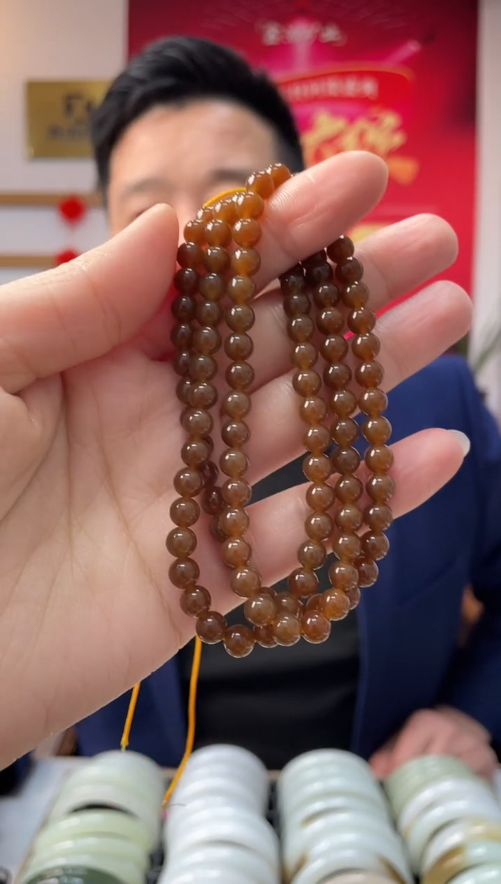 【闪购商品】和田玉颈饰未镶嵌红糖卡6-5 108颗随机发一件