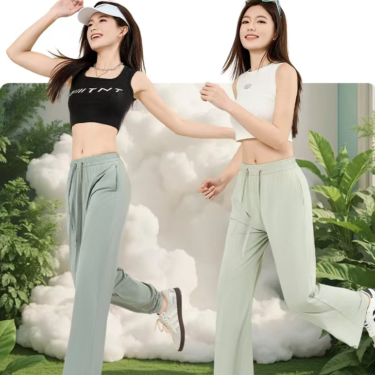 凉感阔欧若风女冰丝口袋显瘦长裤垂感通勤户外休闲女LAZ