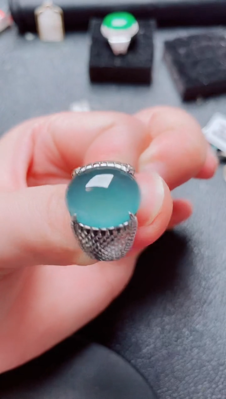 银S925镶嵌戒指翡翠1