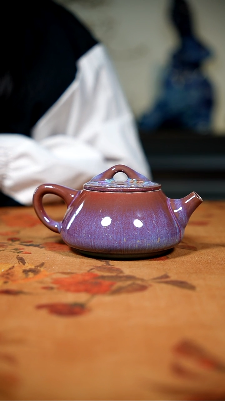 原矿石钧瓷茶器摆件