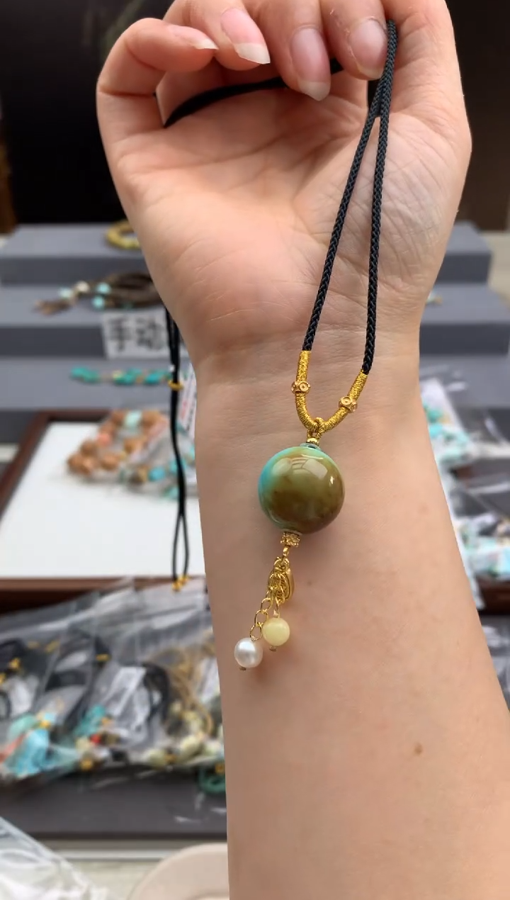 未镶嵌绿松石锁骨链茜.C124