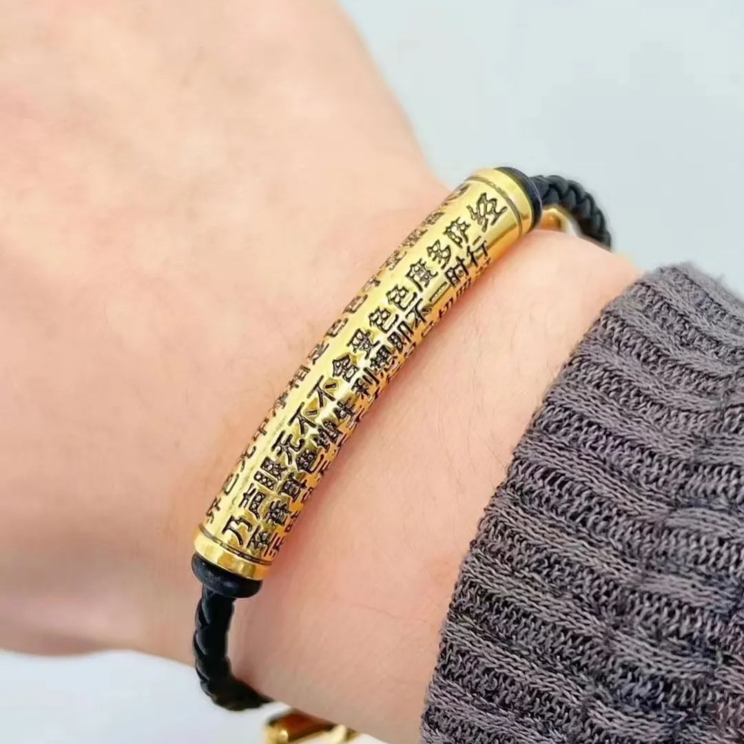 元旦狂欢不打烊#足金999#心经 百福弯管#男女情侣手链送亲友礼物#