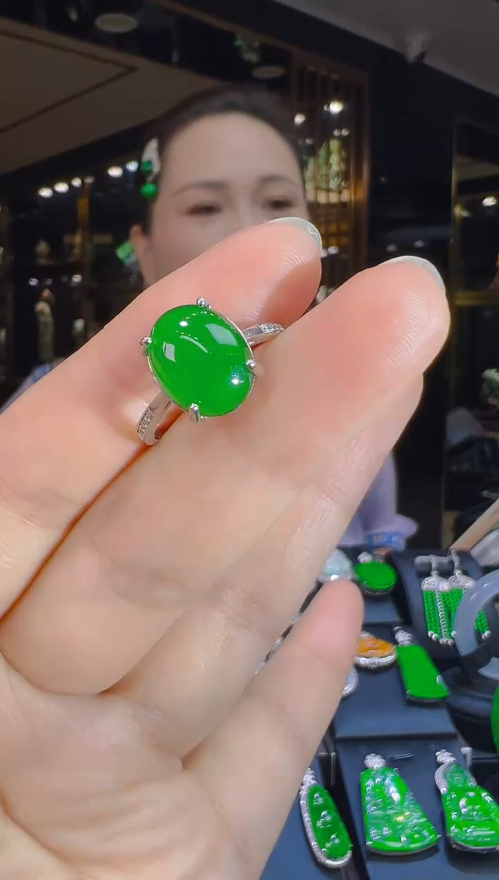 翡翠戒指银S925镶嵌015（多样性发其一）