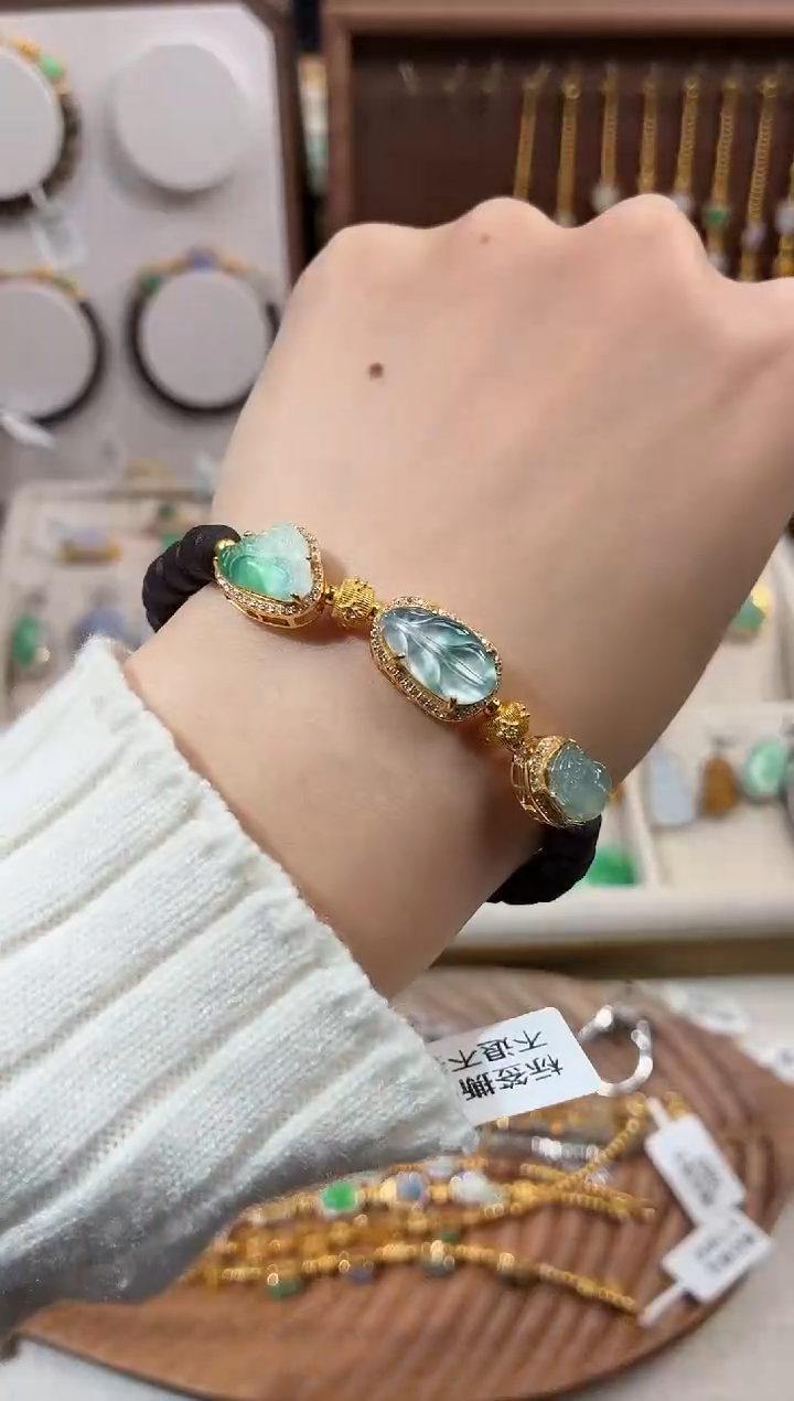 银S925镶嵌手串翡翠手串