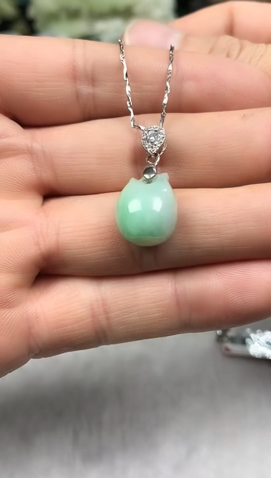 【闪购商品】翡翠吊坠(不含链)银S925镶嵌花瓶