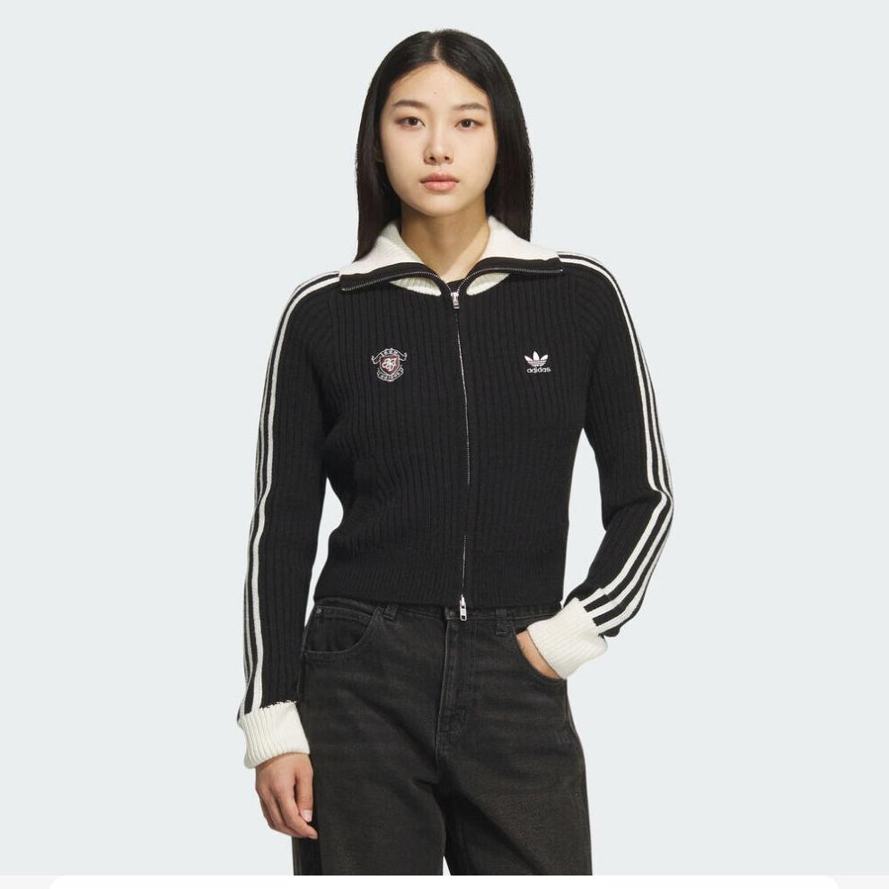 【滔搏联动】adidas三叶草女IH FF JKT W双旦礼休闲毛线开衫KF0718