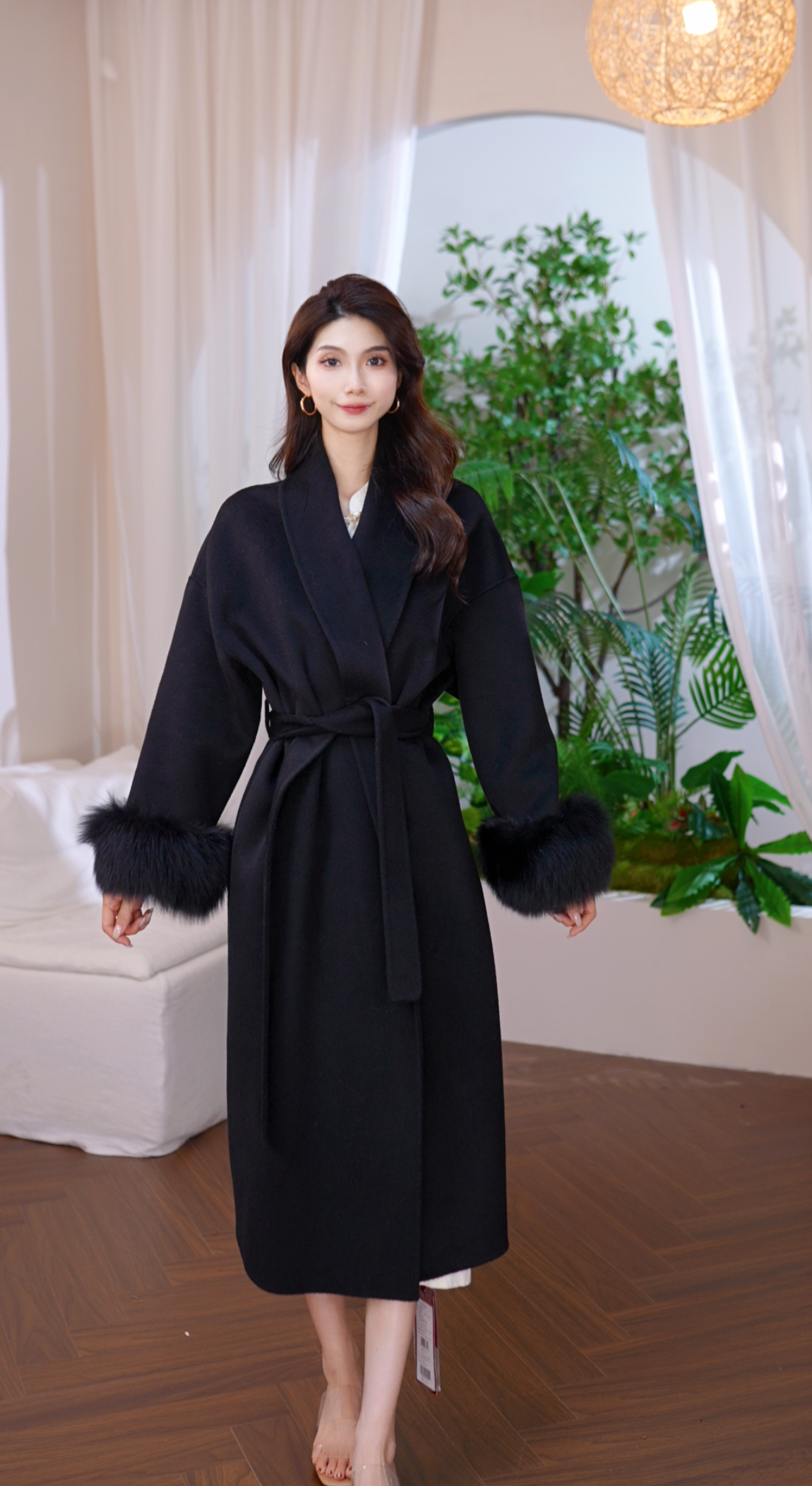 SS001宽松中长款双面呢羊绒大衣