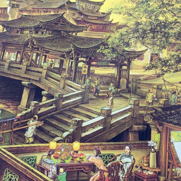 张孝友《南乡旧梦》340*72高清数字微喷 复刻 居家装饰画卷