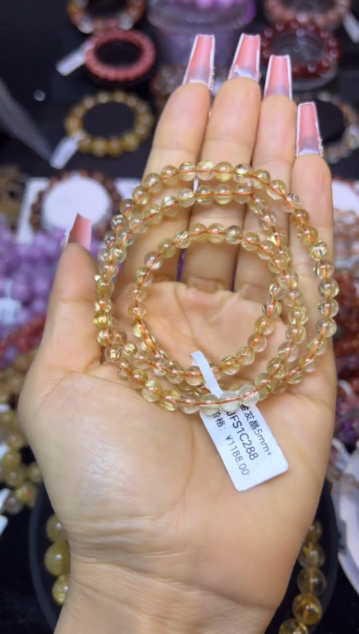 未镶嵌手串水晶金发晶三圈5.8mm