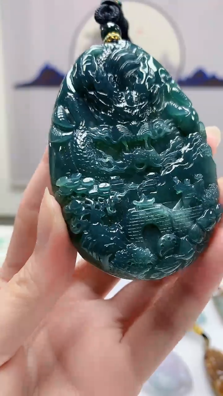 【闪购商品】定制翡翠未镶嵌5028zm-毛货挂件224龙