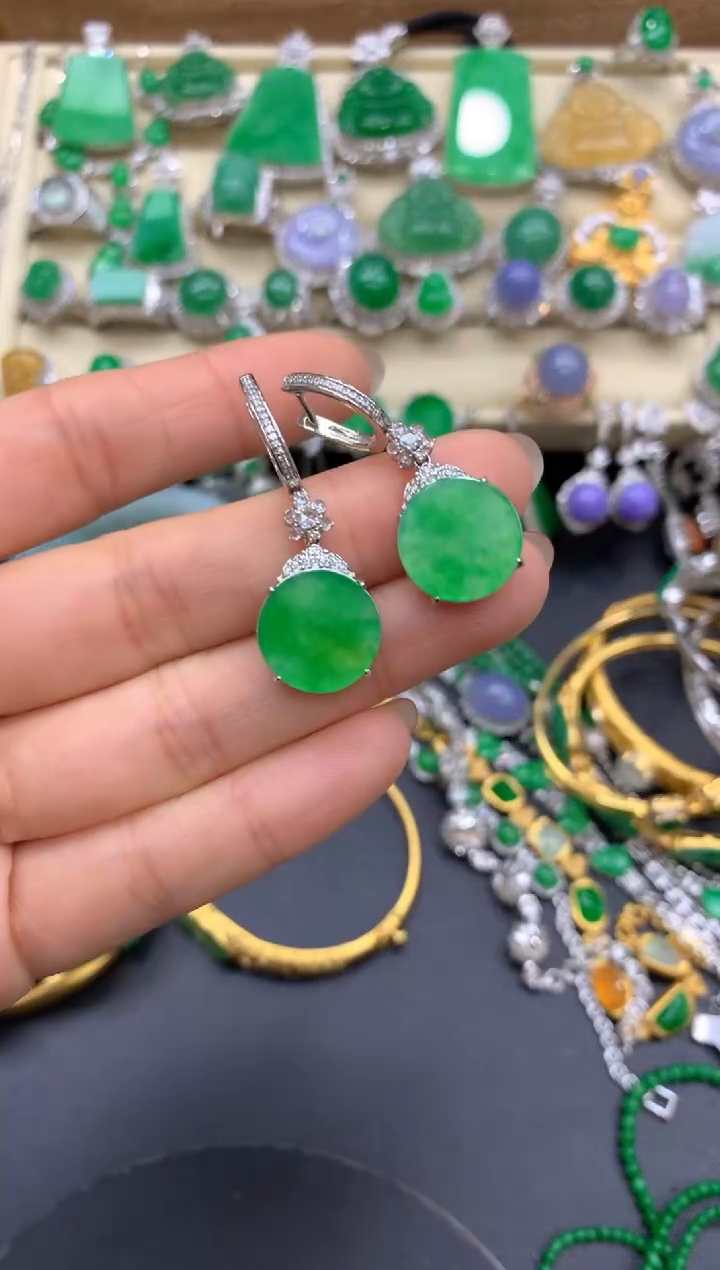 【闪购商品】翡翠耳饰18K金镶嵌592-中国好珍宝