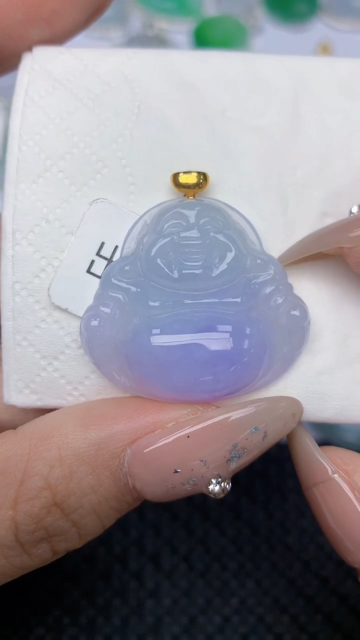 颈饰18K金镶嵌翡翠天然缅甸翡翠a货百元以上9元证书费自理