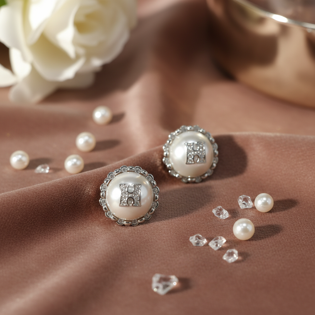 合金仿珍珠耳饰 铃铛女金色耳钉配饰素款复古百搭手工轻奢