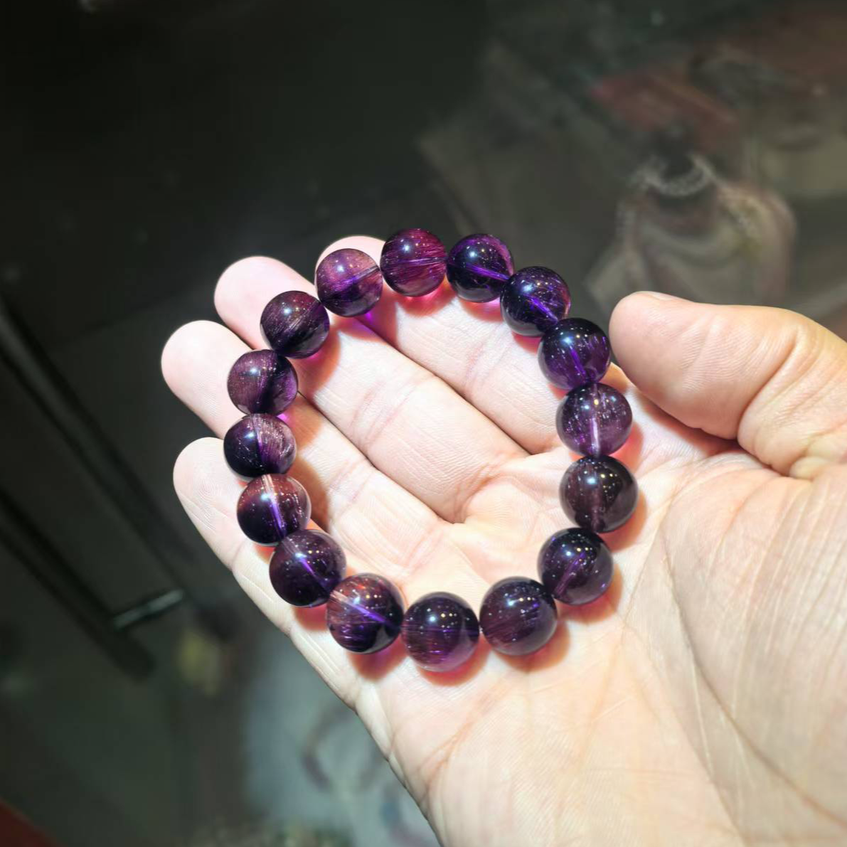 高品天然紫超七水晶12➕手串